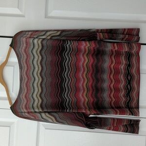 VERONICA M~ MULTICOLOR DOLMAN SLEEVE BANDED HEM TOP-L